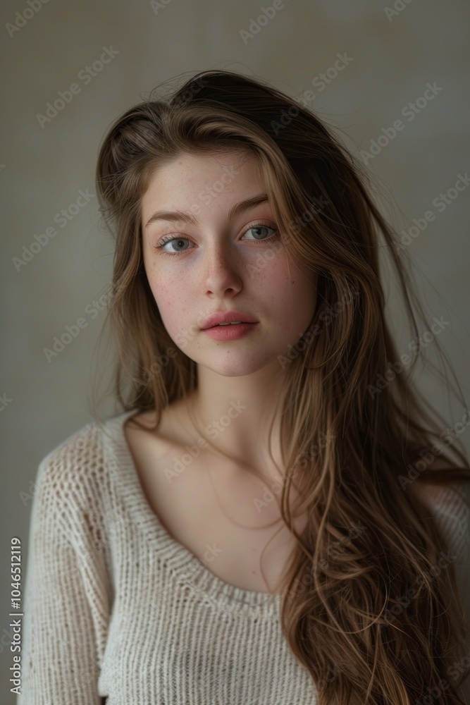 Portrait of a girl against a neutral backdrop Portrait of a girl against a neutral backdrop