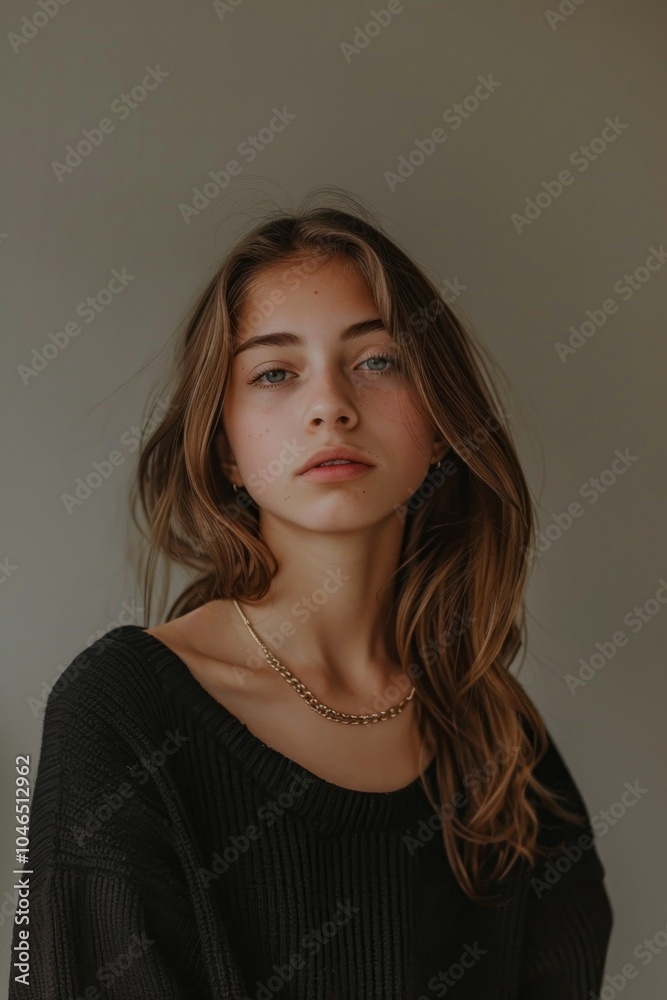 Fototapeta premium Portrait of a girl with a minimalist background