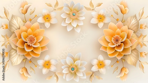 Elegant floral design with lotus and waterlilies photo