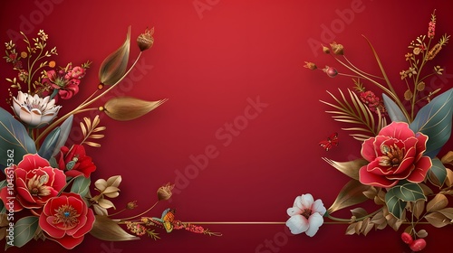 Elegant floral design on red background