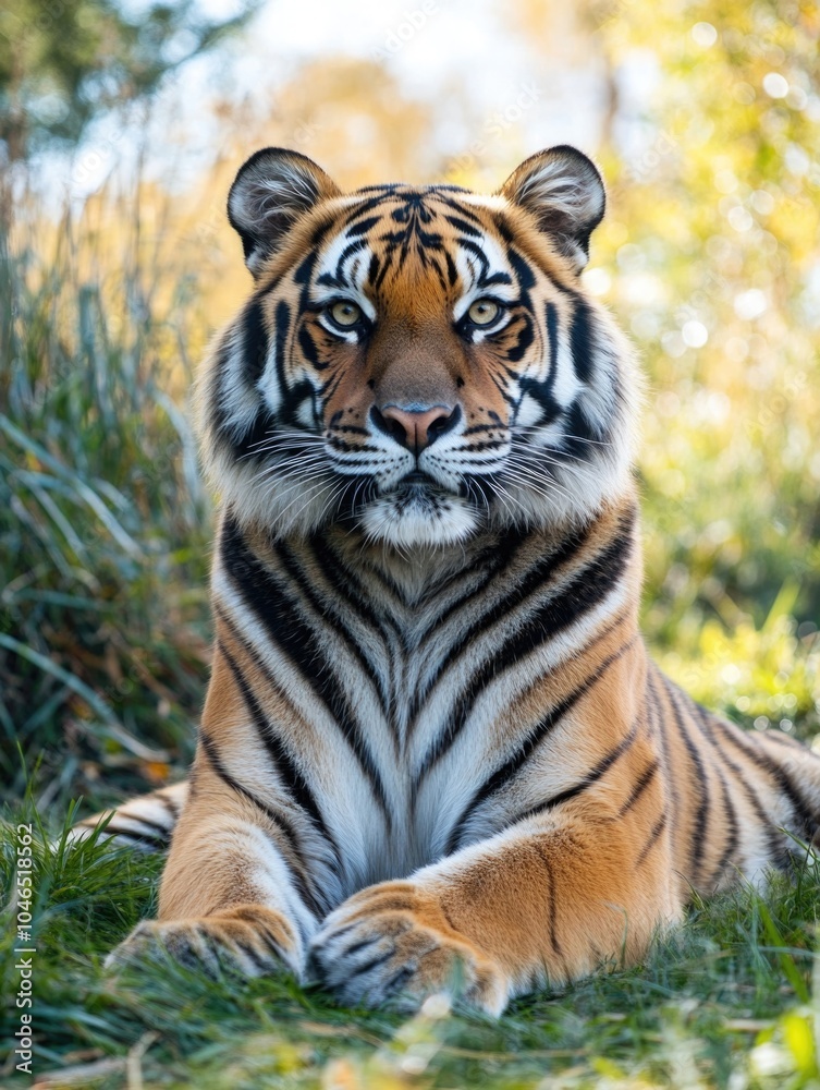 Tiger resting in grass Tiger resting in grass
