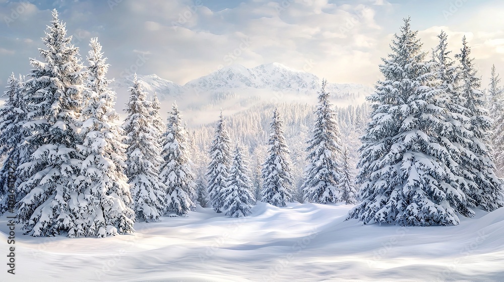 Oil Painting Depicting a Stunning Winter Scene Oil Painting Depicting a Stunning Winter Scene