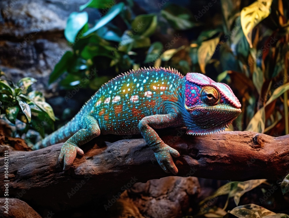 Chameleon sitting on tree branch Chameleon sitting on tree branch