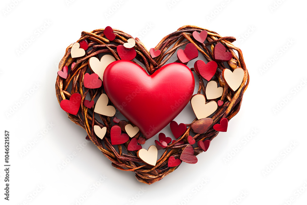 Red heart made of small red hearts isolated on a white background, symbolizing love and diversity. Red heart made of small red hearts isolated on a white background, symbolizing love and diversity.