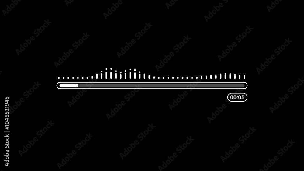 Audio music timeline bar moving with track on a transparent background, Audio waveform equalizer spectrum, Music equalizer, Sound visualization