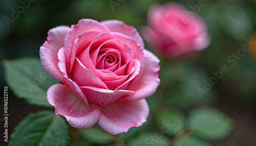 A close-up photo of a pink rose