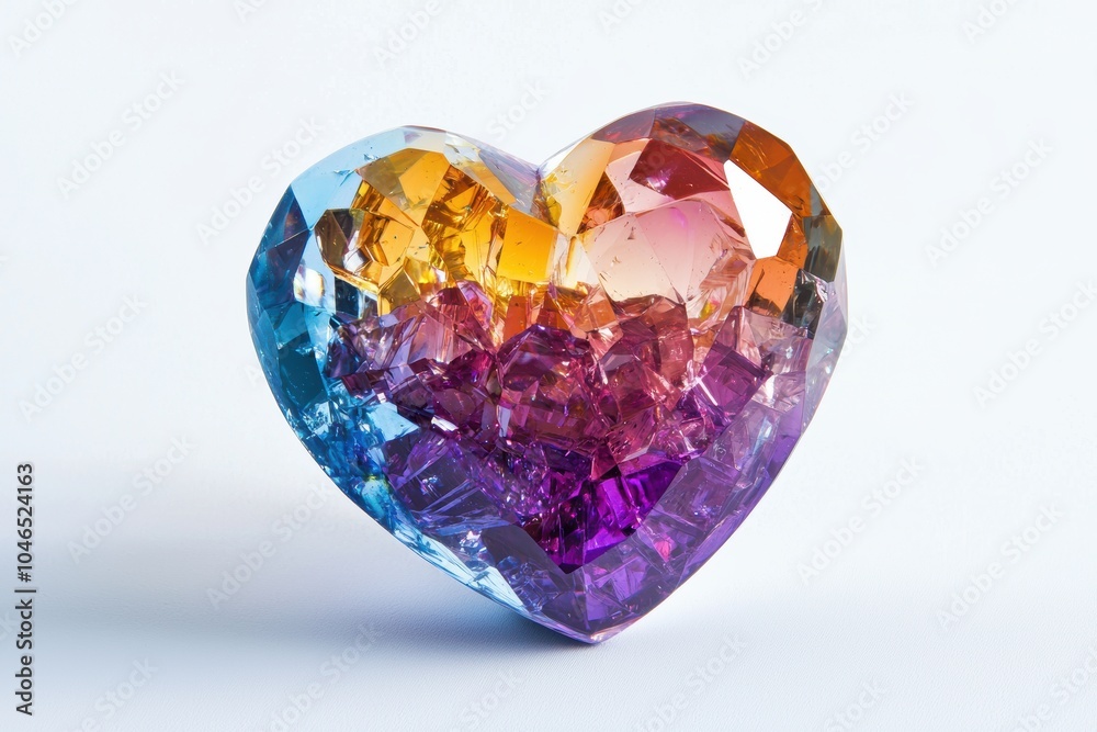A colorful heart made of glass and crystals A colorful heart made of glass and crystals