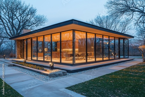 Transparent walls and minimalist interiors define this contemporary glass house.