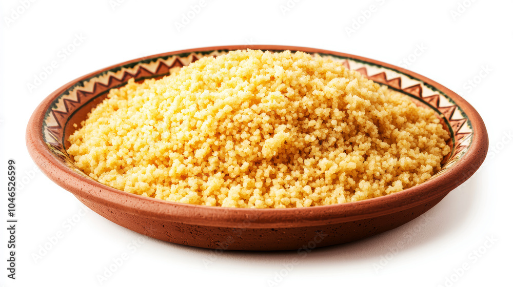 A bowl of yellow rice is on a white background A bowl of yellow rice is on a white background
