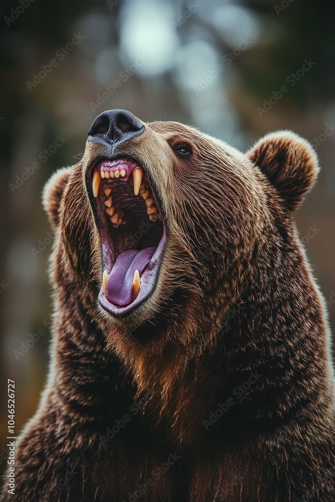 Obraz premium Brown bear with open mouth