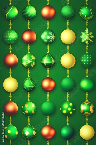  ia generated. red and green christmas balls. christmas tree decorations