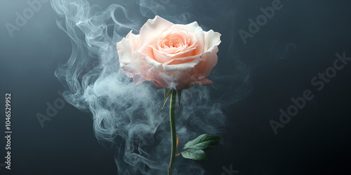 Pink Rose Surrounded by Smoky Atmospheric Background photo