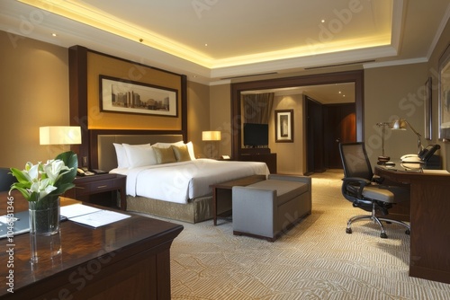 An elegant executive suite with a stylish desk. The room is designed to inspire creativity and productivity