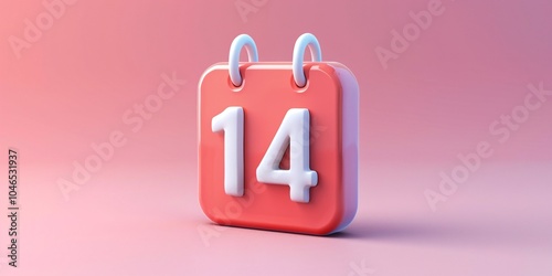 Wallpaper Mural 14th day of the month symbol. 3D calendar icon. Scheduled event date. Appointment time. 14th day of August. Reminder date on calendar. Torontodigital.ca