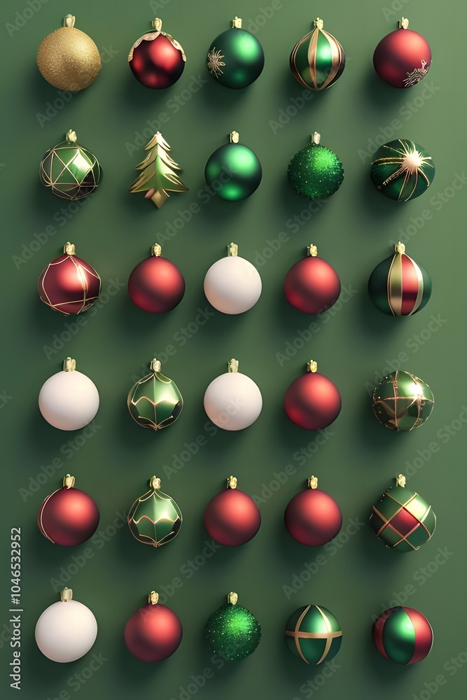 ia generated. red and green christmas balls. christmas tree decorations ia generated. red and green christmas balls. christmas tree decorations
