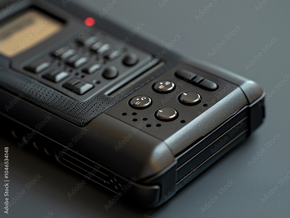 A detailed view of a digital dictation device s screen A detailed view of a digital dictation device s screen