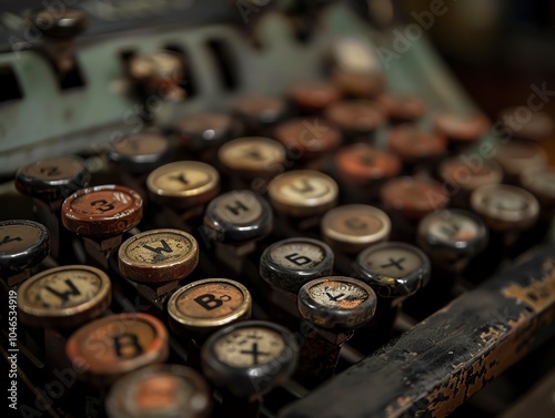 A detailed view of a stenography machines keyboard layout photo