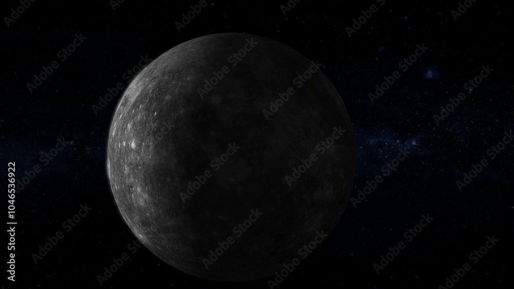Mercury planet zoom in on space with star Mercury planet zoom in on space with star