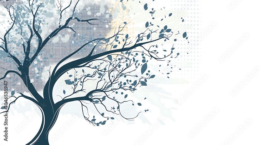 Abstract watercolor painting of a tree with blue leaves. Abstract watercolor painting of a tree with blue leaves.