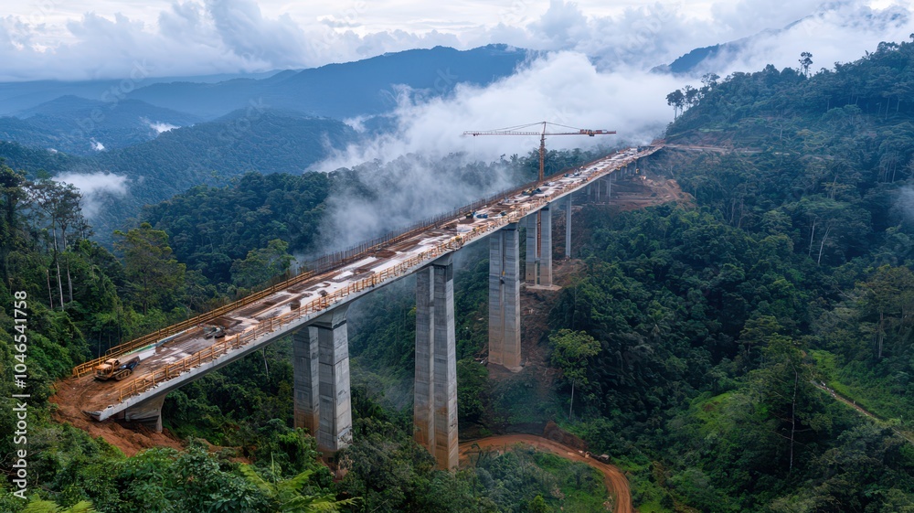 Fototapeta premium Bridge Under Construction: A Symbol of Risk-Taking and the Promise of New Opportunities Ahead.