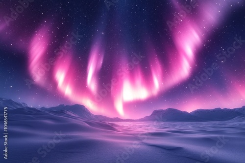 Aurora Borealis Over Snowy Landscape photo