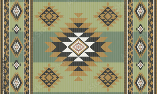 Navajo tribal vector seamless pattern. Native American ornament. Ethnic South Western decor style. Boho geometric ornament. Vector pattern. Mexican blanket, rug. Woven carpet illustration
