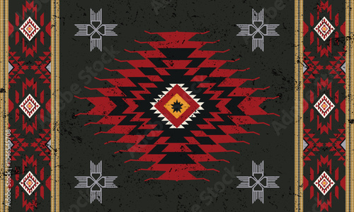 Navajo tribal vector seamless pattern. Native American ornament. Ethnic South Western decor style. Boho geometric ornament. Vector pattern. Mexican blanket, rug. Woven carpet illustration

