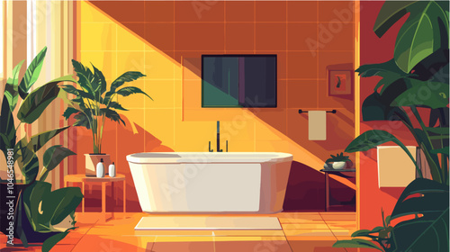 Flat illustration of bathroom.