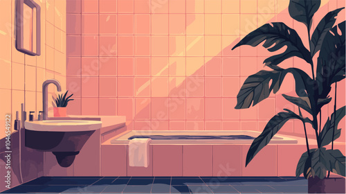 Flat illustration of bathroom.