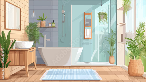 Flat illustration of bathroom.