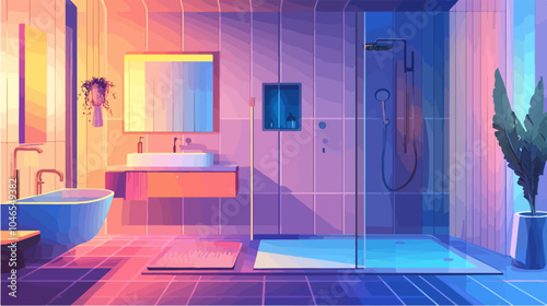 Flat illustration of bathroom.