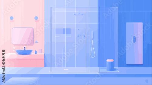 Flat illustration of bathroom.