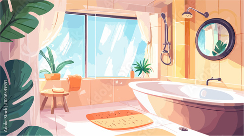 Flat illustration of bathroom.