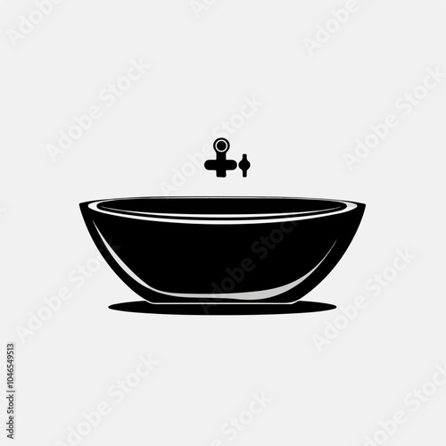 Black and white illustration of a bathroom.