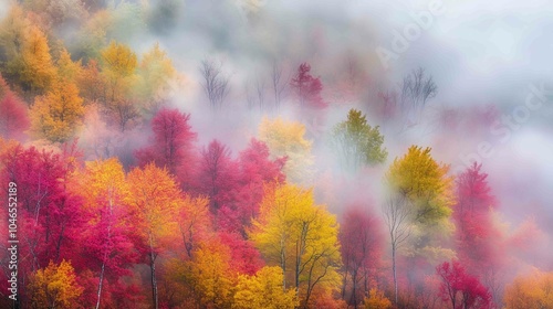 Breathtaking Fall Landscape Captured in Digital Photography, Showcasing Rich Colors and Light Mist for an Epic Autumn Experience. 