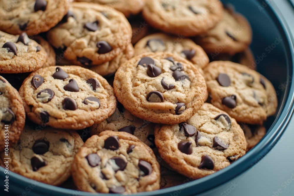 Freshly baked pile of gooey chocolate chip cookies, warm and irresistible, perfect for any dessert lover. Freshly baked pile of gooey chocolate chip cookies, warm and irresistible, perfect for any dessert lover.