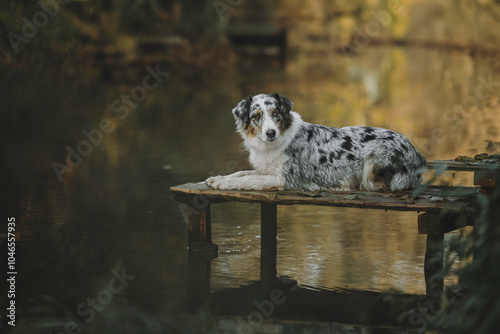 Australian shepherd autumn
