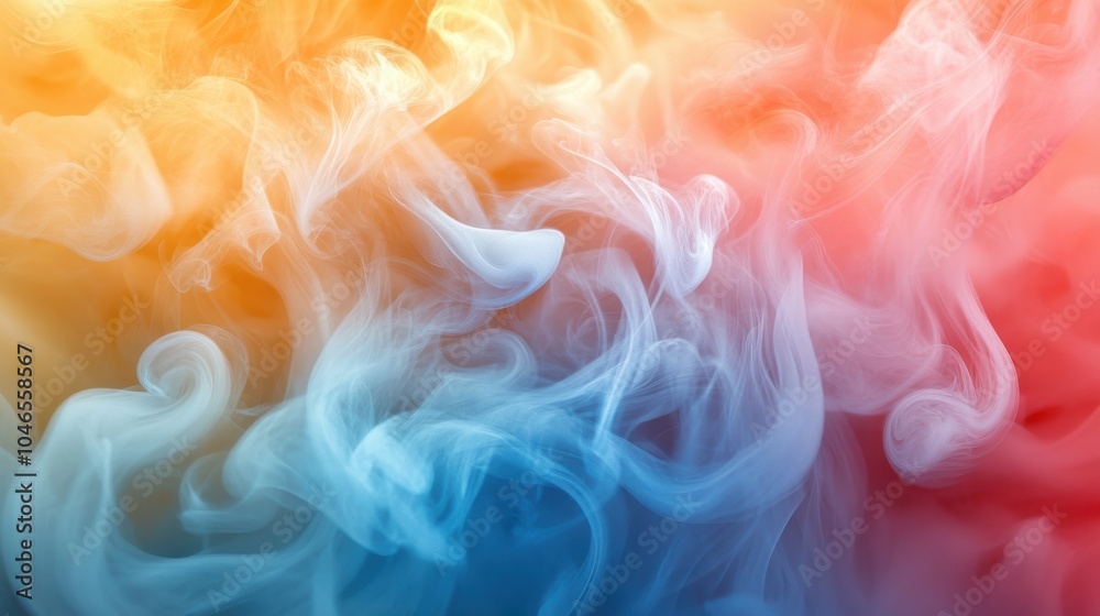 Fototapeta premium Artistic smoke patterns merging with colors.