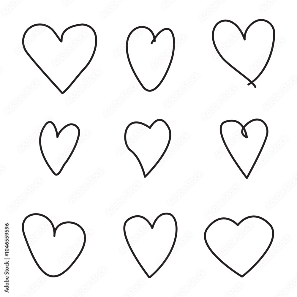 Hand drawn heart. Sketchy heart shape. Simple line illustration. Black and white design. Hand drawn heart. Sketchy heart shape. Simple line illustration. Black and white design.