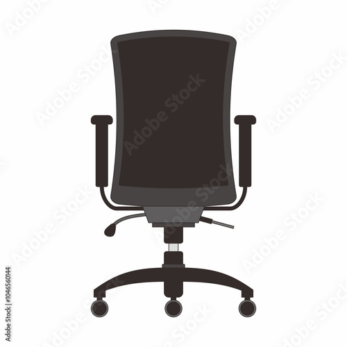 Back view of office chair with wheel and arm rest vector illustration.