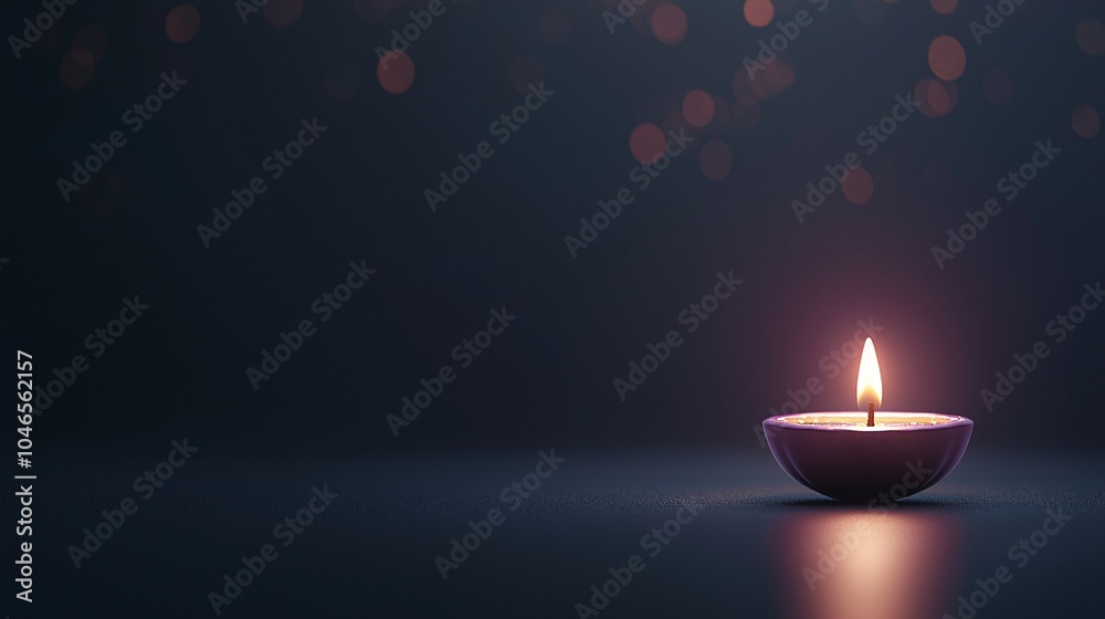 Close-up of a single diya glowing brightly in the darkness, peaceful moment Close-up of a single diya glowing brightly in the darkness, peaceful moment