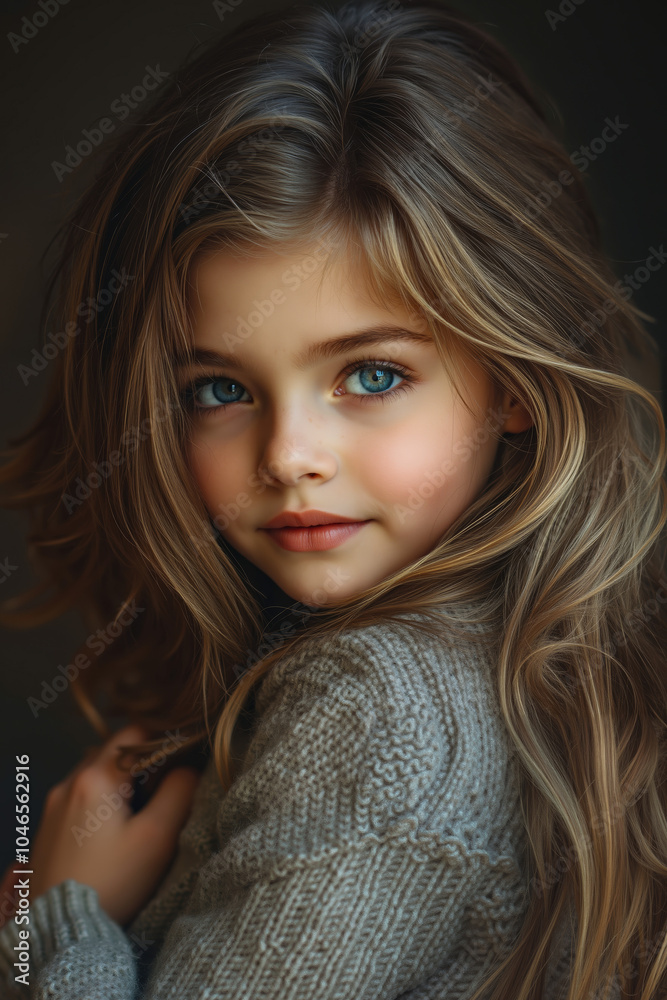 A young girl with long blonde hair and blue eyes A young girl with long blonde hair and blue eyes