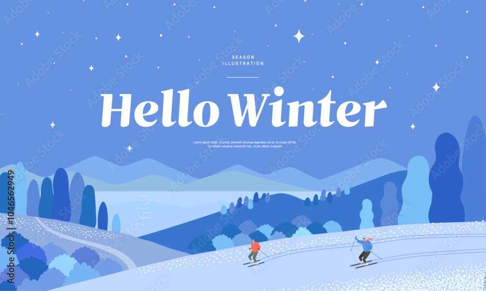 Winter emotional illustration. Web Banner. Pop-up

