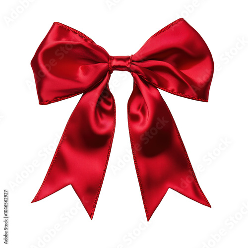 Realistic red bow for decorating gifts, surprises for holidays. Packing presents for birthday, new year and Christmas. Promotion and Discount objects on transparent background