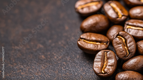 Coffee beans soar through the air, surrounded by a deep brown background, capturing the essence of aromatic bliss