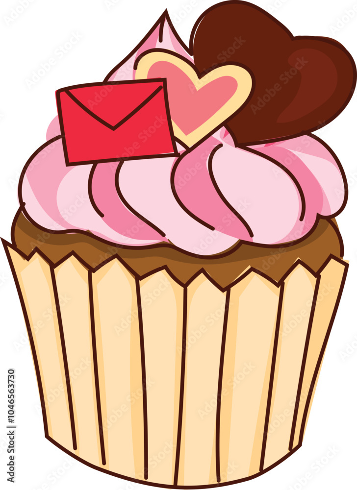 Pink cupcakes illustration. White background. Pink cupcakes illustration. White background.