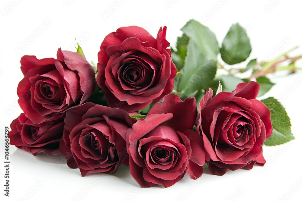 Obraz premium Beautiful red roses on white background, flat lay with generative ai