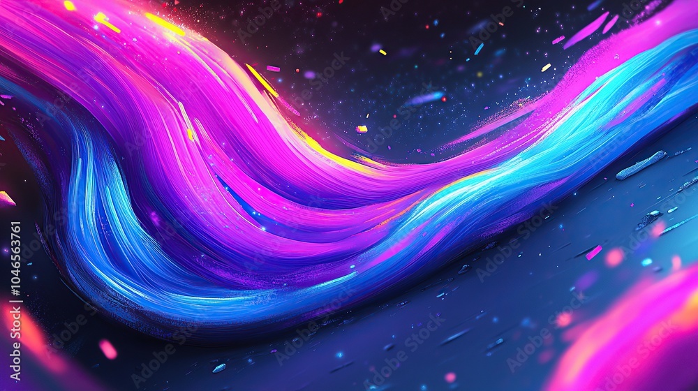 Abstract Digital Art Neon Waves Background Abstract Digital Art Neon Waves Background