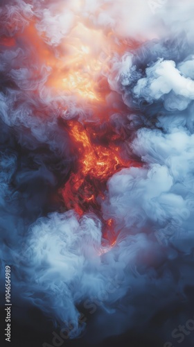 Ethereal Flames Dancing in Wisps of Smoke Creating a Breathtaking Abstract Scene