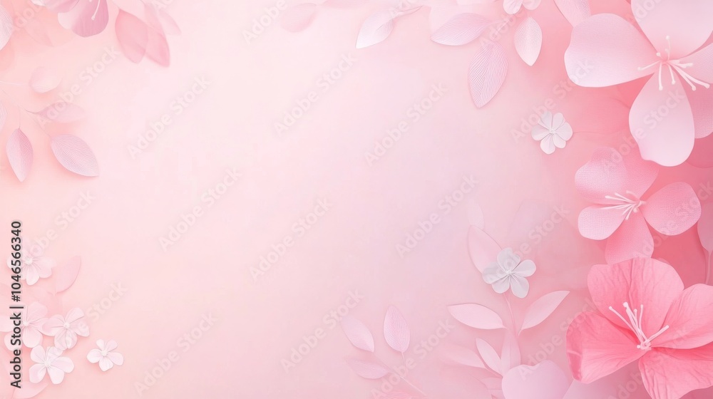 Photo of, Pink background with minimalist floral patterns for design, banner template